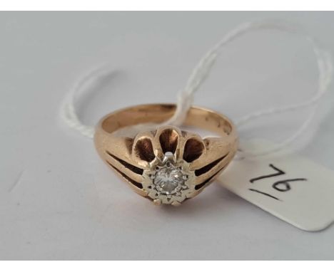 A diamond set 9ct gypsy ring 0.20pt size P 5.8g inc