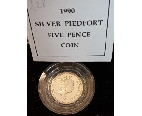 1990 5p Silver Piedfort proof coin