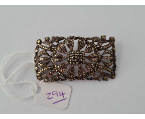 A silver and marcasite panel brooch