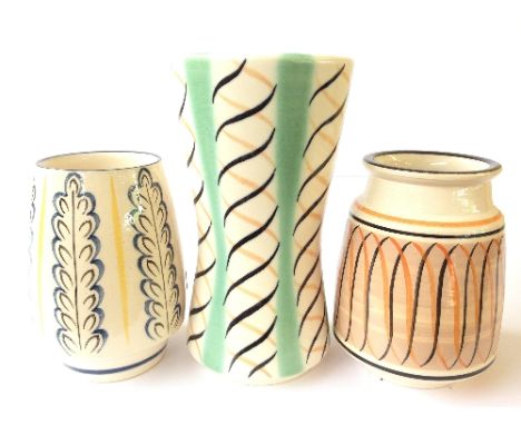 Three various modern Poole Pottery vases thrown by Alan White and decorated by Nicky Massarella in contemporary Freeform desi