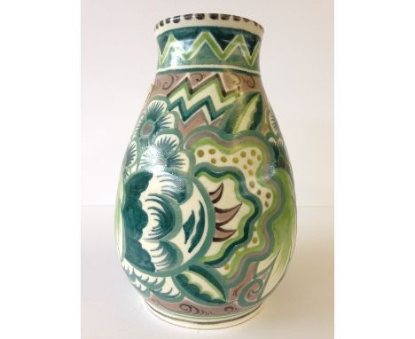 A Poole Potter large Art Deco vase, shape 337, decorated in the GEP pattern by Ruth Paveley (originally Lot 349 Christies Aug