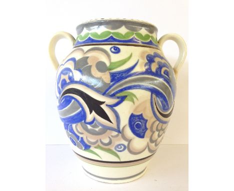 A Poole Pottery twin handled vase, shape 462, decorated in the CU pattern by Dorothy James (originally sold Lot 230 Christies