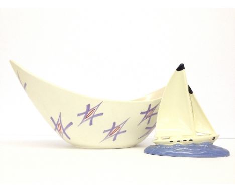 A Poole Pottery Freeform contemporary design flower arranging bowl decorated in the FSU pattern together with a small Poole P