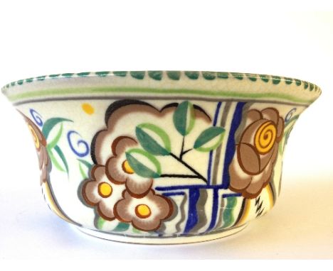 A Carter Stabler Adams Limited Poole Pottery fruit bowl, decorated in the PI pattern by Marian Heath (glaze faults to rim), (