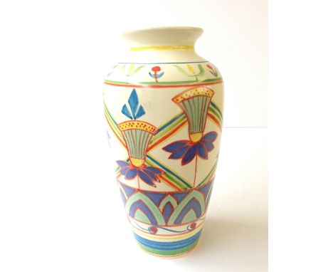 A modern Poole studio vase designed by Karen Brown in the Lotus pattern (8 inches).