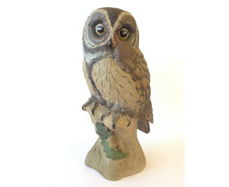 A Poole Pottery Barbara Linley Adams cold painted stoneware model of Barred Owl.