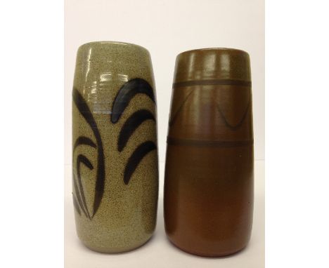 A Poole Pottery Atlantis stoneware vase, A20'5, decorated with stylised leaf like brush strokes by Catherine Connett together