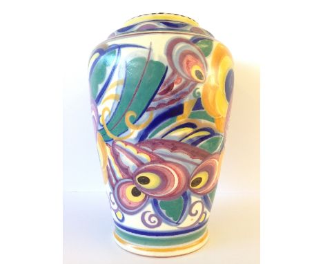 A Poole Pottery vase, decorated in the BX pattern by Ruth Paveley (restoration to rim), (9.5 inches).