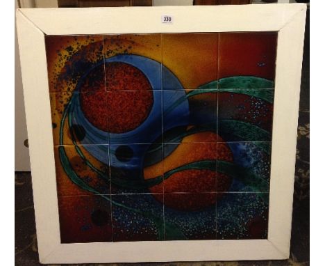 A sixteen tile panel by Alan Clarke entitled Genesis, circa 2005/6, (post Poole Pottery).

