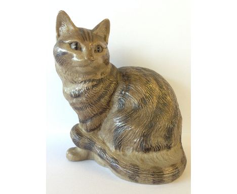 A Poole Pottery Barbara Linley Adams stoneware model of a Seated Cat (7.5 inches).