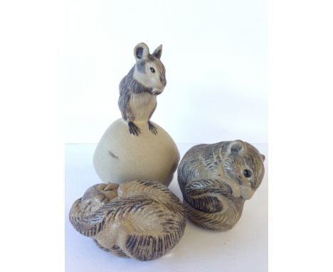 Three various Poole Pottery Barbara Linley Adams stoneware models of Mice.