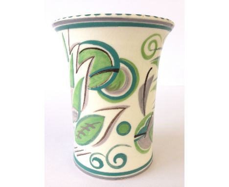 A Poole Pottery vase, shape 115, decorated in the GPA pattern by Gwen Haskins (5 inches).