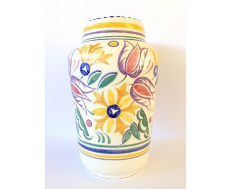 A Poole Pottery vase, shape 595, decorated in the AF pattern by Ruth Paveley (8.75 inches), (minor firing crawls to foot).