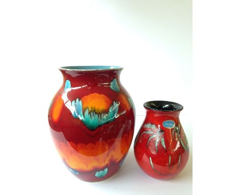 A modern Poole Studio Living glaze vase decorated in the Gemstones pattern together with a similar Venetian vase.