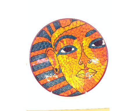 A modern Poole Pottery Studio Limited Edition Tutankhamun charger, 40/50, decorated with a close up face of Tutankhamun on to