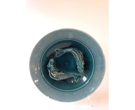 An Alan White Poole Pottery Carp dish. 