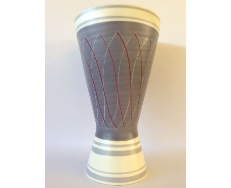 A Poole Pottery Freeform vase, shape 715, decorated in the PRP pattern by Gwen Haskins (10 inches).