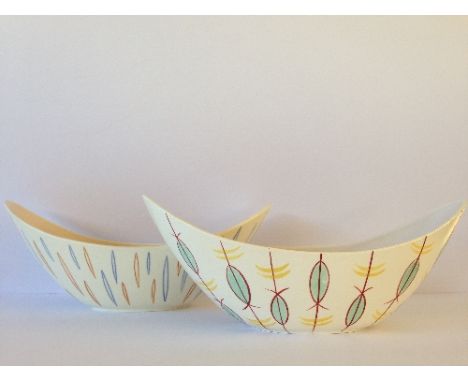 A Poole Pottery Freeform contemporary design small flower arranging bowl, decorated in the PV pattern together with another d