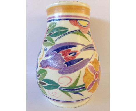 A Poole Pottery vase, shape 438, decorated in the BEA (Beales) pattern by Mary Brown (6.75 inches), (small chip to underside 