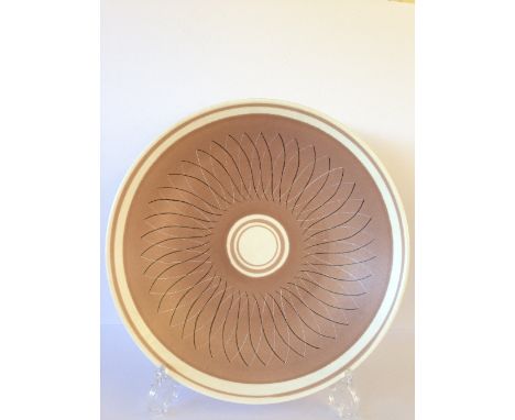 A Poole Pottery footed dish, shape 920, decorated in the PRB pattern by Kathleen Riggs.