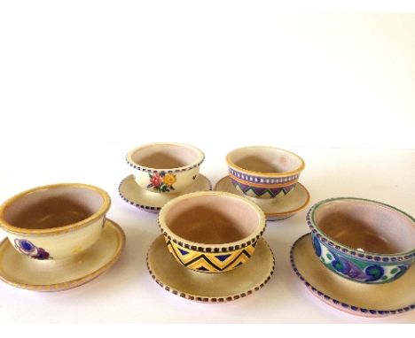 Five various red bodied Carter Stabler Adams Limited Poole Pottery grapefruit bowls.