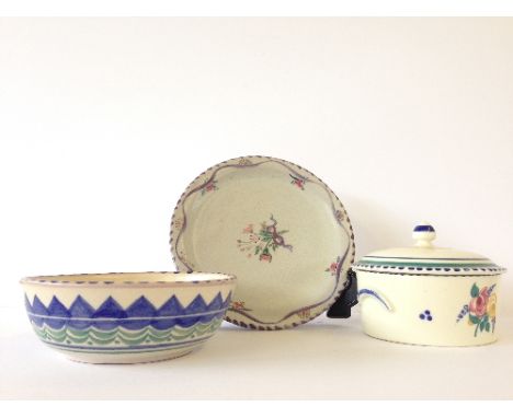 A small Poole Pottery Carter Stabler Adams Limited red bodied bowl, decorated in the SD pattern by Doris Marshall together wi