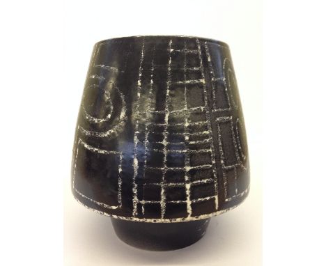 An early Poole Pottery Studio vase probably designed by Robert Jefferson or Tony Morris decorated in black and white geometri