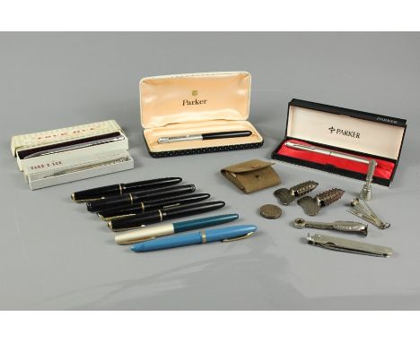 Miscellaneous Items - including four Parker fountain pens one vintage Schaeffer together with unused Bryant &amp; Mays vintag