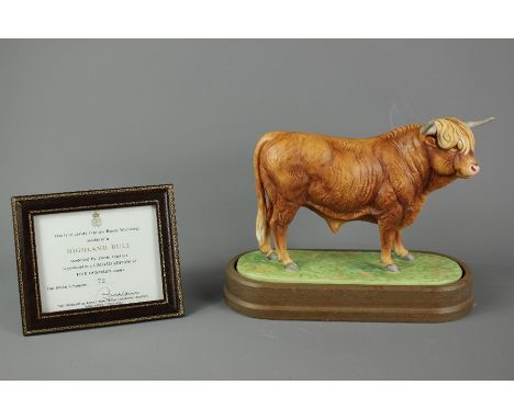 Royal Worcester Highland Bull, limited edition nr&nbsp; 72/500, approx 25 x 20 x 10 cms, modelled by Doris Lindner in 1977, p