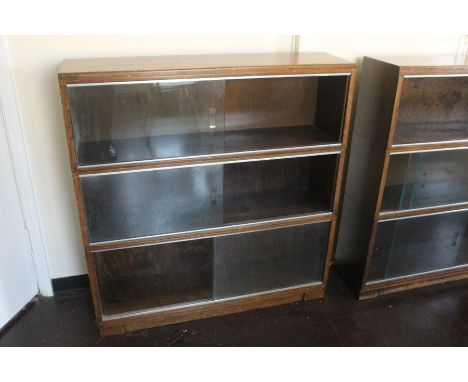 Vintage Minty mahogany stacking bookcase, glaze fronted, approx 89 x 94 x 23 cms.