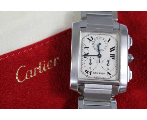 Cartier Tank Francaise Chronoflex quartz stainless steel gentleman's wrist watch, having a champagne face with Roman numerals