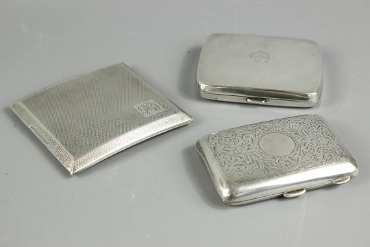 Three Silver Cigarette Cases, The First Birmingham Hallmark, Dated 1928 ...