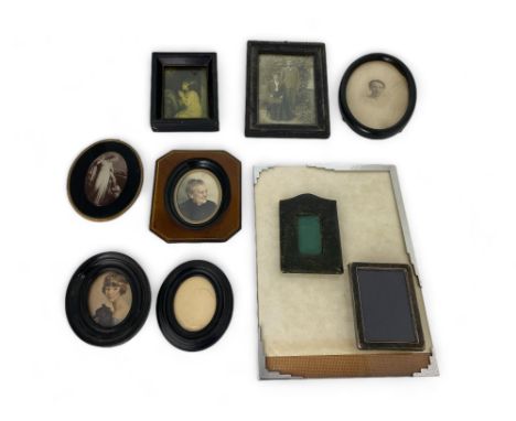 A group of ten assorted small picture or photograph frames
Mostly ebonised; including an Art Deco chrome plated rectangular f