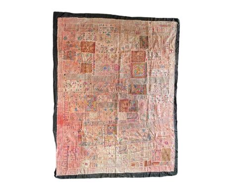 Two vintage Indian embroidered pink patchwork bed spreads
234cm x 180cm and 212cm x 158cm. (2)