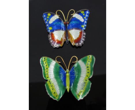 Two enamel butterfly brooches 4.5cm wide
