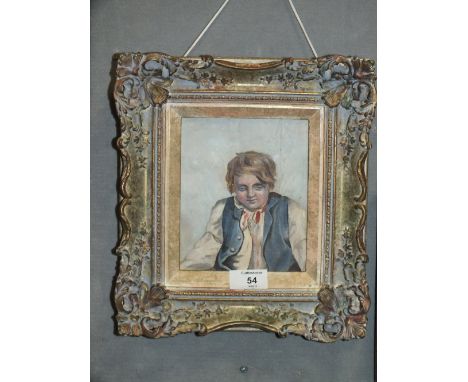 A VINTAGE FRAMED OIL ON CANVAS PORTRAIT STUDY OF ENTITLED FACE INSCRIBED VERSO 