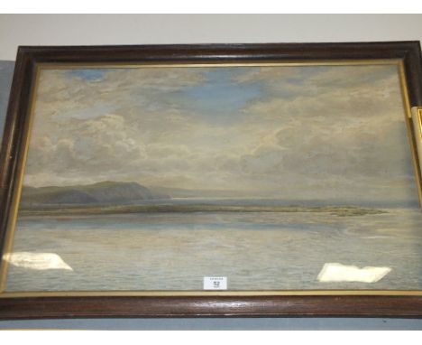 A FRAMED AND GLAZED WATERCOLOUR DEPICTING A SEASCAPE 