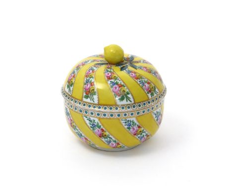 A Meissen tureen and cover for the Turkish market, c.1780-1800, the rounded form painted with radiating stripes of flowers al