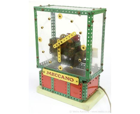 Meccano rare factory made dealers display model of an Electric Clock mounted on a wooden base measuring 10" x 6" (26 x 15cm) 