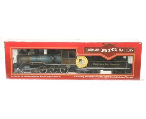 Bachmann G Gauge Big Hauler catalogue reference 81097 4-6-0 Loco and Tender Denver and Rio Grande black, blue and brown No.12