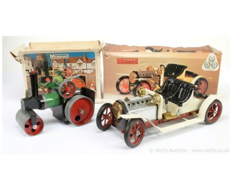 Mamod pair of Steam items consisting of SA1 Steam Roadster in cream and red together with SR1a Steam Roller, both have been s