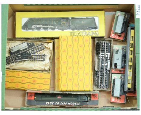 Trix Twin 3-rail Locos, Rolling Stock and Trackwork comprising 1195 (3-rail) 4-6-2 BR green Series 3 A4 Class Loco No.60027 "