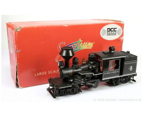Bachmann Spectrum G Gauge catalogue reference 86096 2-Truck Climax Locomotive Bayside Lumber Company lined black No.4.  Detai