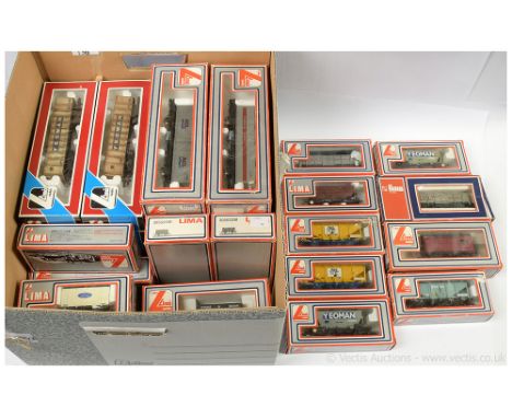 Lima OO Gauge Goods Wagons (some duplication) comprising 2 x 4-wheel Flat Wagons with containers (2871 Freightliner and 2870 