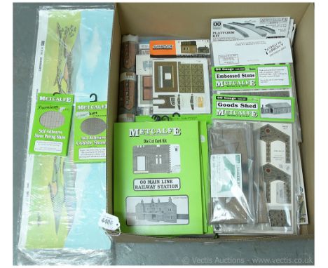 OO accessories to include scenic backgrounds, sealed packs of signs and posters, quantity of kits to include Superquick, Metc