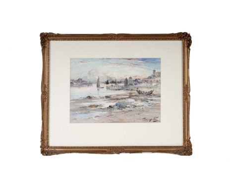 Thomas Swift Hutton(1865-1935)The Mouth of the Tyne,signed, watercolour,18 x 25.5cms, in frame.
