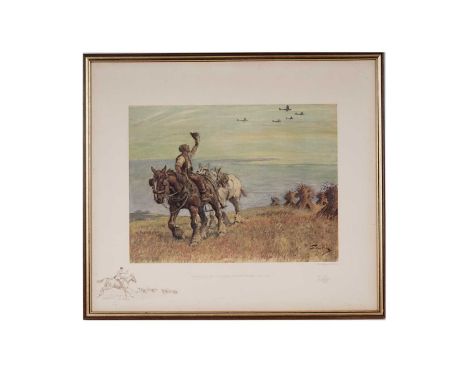 Charles "Snaffles" Johnson Payne(1884–1967)"Forrard on me Lads, and Hit'em Bl-y Hard!",signed and titled in pencil to the mar