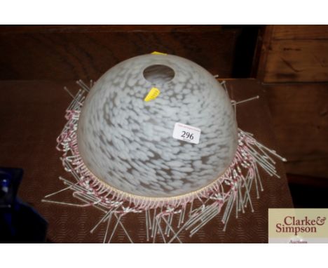 A mottled glass Art Deco design lampshade 
