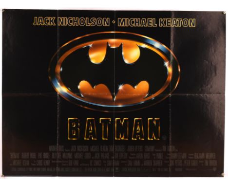 Batman (1989), British Quad Film Poster, teaser, folded, 30 x 40 inches Condition Report:  Good condition, surface creasing, 