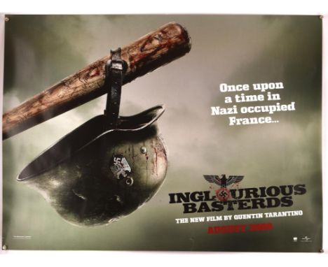 Inglorious Basterds (2009), British Quad Film Poster for Quentin Tarantinos WW2 , Teaser, Helmet Style, double sided, unfolde
